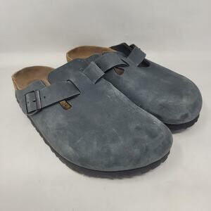Birkenstock Boston Clogs Mens EU40 US7.5 Dark Gray Nubuck Slip On Comfort Slides